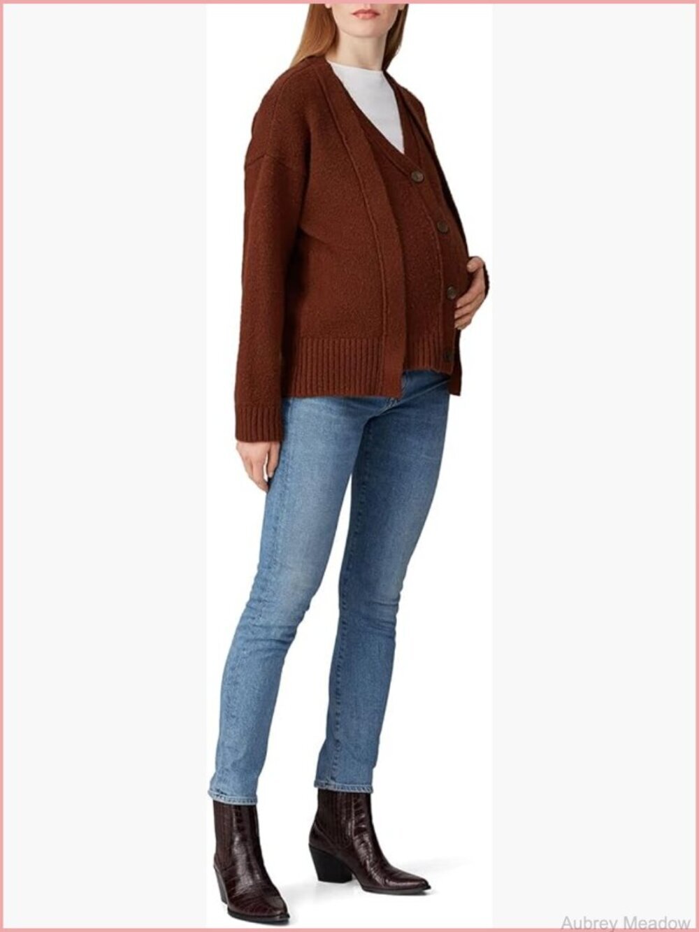 Womens Drop Shoulder V-Neck Button Cardigan Sweater Polyester Knit
